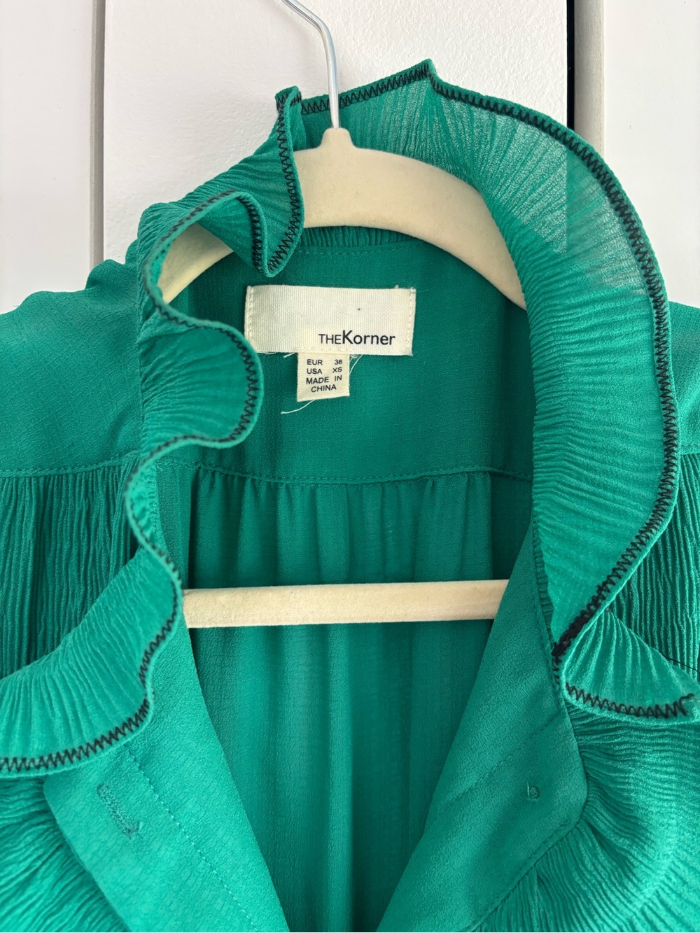 Green Ruffle-Front Women's Dress - Picture 3 of 5